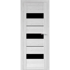 Межкомнатная дверь экошпон Юни Бона 12, Лиственница Сибиу (черное стекло)