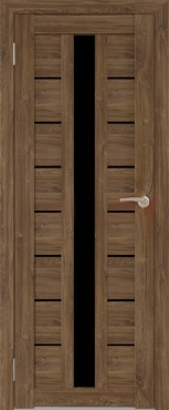 Межкомнатная дверь экошпон Юни Бона 17, Дуб Стирлинг (черное стекло)