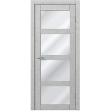 Межкомнатная дверь царговая экошпон МДФ Техно Профиль Dominika 124 Бетон белый (стекло белое)