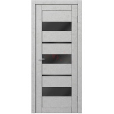 Межкомнатная дверь царговая экошпон МДФ Техно Профиль Dominika 114 Бетон белый (стекло черное)