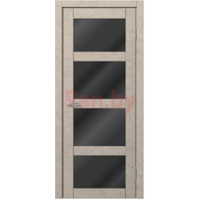 Межкомнатная дверь царговая экошпон МДФ Техно Профиль Dominika 124 Бетон бежевый (стекло черное)