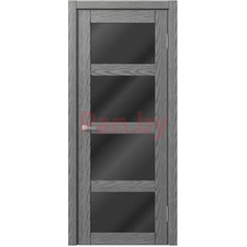 Межкомнатная дверь царговая экошпон МДФ Техно Профиль Dominika 124 Скай оук серый (стекло черное)