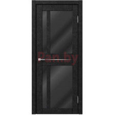 Межкомнатная дверь царговая экошпон МДФ Техно Профиль Dominika 424 Бетон антрацит (стекло черное)