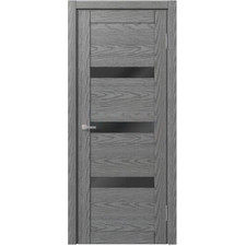 Межкомнатная дверь царговая экошпон МДФ Техно Профиль Dominika 120 Скай оук серый (стекло черное)