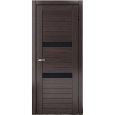Межкомнатная дверь царговая экошпон МДФ Техно Профиль Dominika 121 Дуб серый (стекло черное)