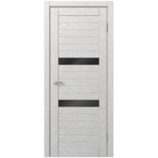 Межкомнатная дверь царговая экошпон МДФ Техно Профиль Dominika 121 Дуб бело-серый (стекло черное)