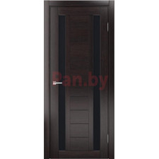 Межкомнатная дверь царговая экошпон МДФ Техно Профиль Dominika 400 Орех темный (стекло черное)