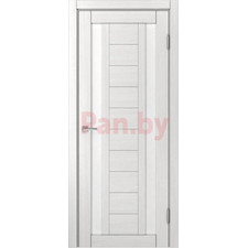 Межкомнатная дверь царговая экошпон МДФ Техно Профиль Dominika 400 Ясень белый (стекло белое, лакомат)