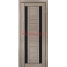 Межкомнатная дверь царговая экошпон МДФ Техно Профиль Dominika 400 Дуб дымчатый (стекло черное)