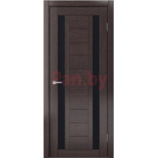 Межкомнатная дверь царговая экошпон МДФ Техно Профиль Dominika 400 Дуб серый (стекло черное)