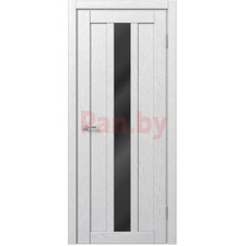 Межкомнатная дверь царговая экошпон МДФ Техно Профиль Dominika 405 Дуб Аляска белый (черное стекло)