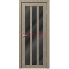 Межкомнатная дверь царговая экошпон МДФ Техно Профиль Dominika 403 Дуб капучино (стекло черное)