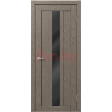 Межкомнатная дверь царговая экошпон МДФ Техно Профиль Dominika 405 Дуб каменно-серый (стекло черное)
