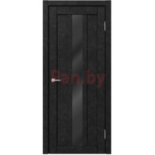 Межкомнатная дверь царговая экошпон МДФ Техно Профиль Dominika 405 Бетон антрацит (стекло черное)