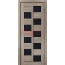 Межкомнатная дверь царговая экошпон МДФ Техно Профиль Dominika 407 Дуб дымчатый (стекло черное)