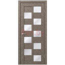 Межкомнатная дверь царговая экошпон МДФ Техно Профиль Dominika 407 Дуб каменно-серый (стекло белое)