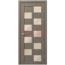 Межкомнатная дверь царговая экошпон МДФ Техно Профиль Dominika 407 Дуб каменно-серый (стекло кремовое)