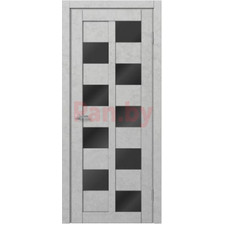 Межкомнатная дверь царговая экошпон МДФ Техно Профиль Dominika 407 Бетон белый (стекло черное)