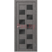 Межкомнатная дверь царговая экошпон МДФ Техно Профиль Dominika 407 Бетон серый (стекло черное)