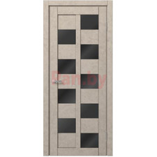 Межкомнатная дверь царговая экошпон МДФ Техно Профиль Dominika 407 Бетон бежевый (стекло черное)