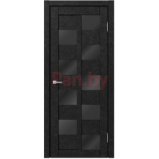 Межкомнатная дверь царговая экошпон МДФ Техно Профиль Dominika 407 Бетон антрацит (стекло черное)