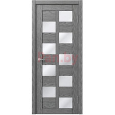 Межкомнатная дверь царговая экошпон МДФ Техно Профиль Dominika 407 Скай оук серый (стекло белое)